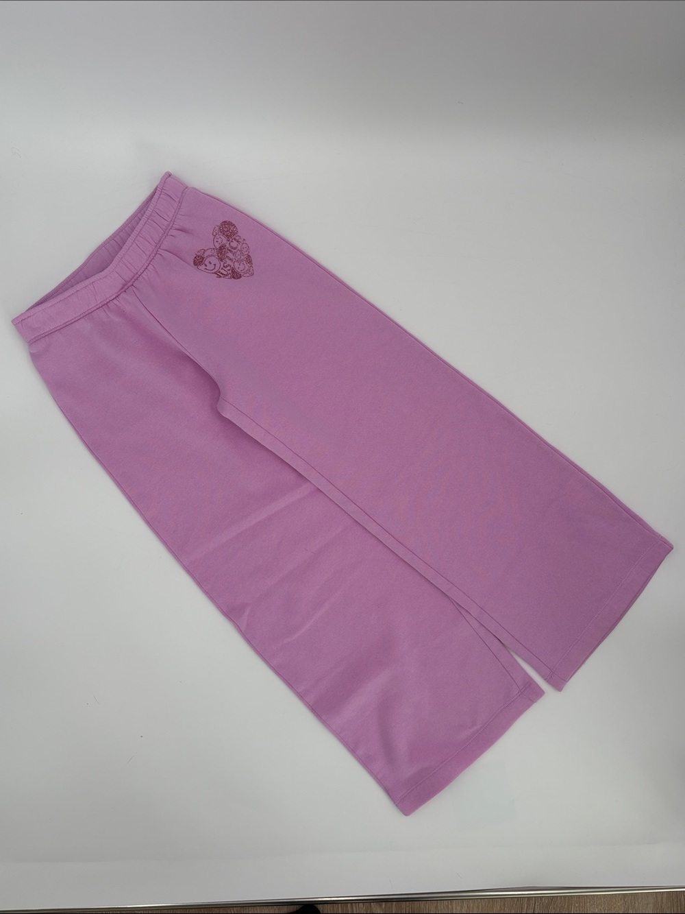 Justice Girls Dollhouse Pink Fleece Sweatpants Size S 7/8 Glitter Heart - Picture 10 of 14